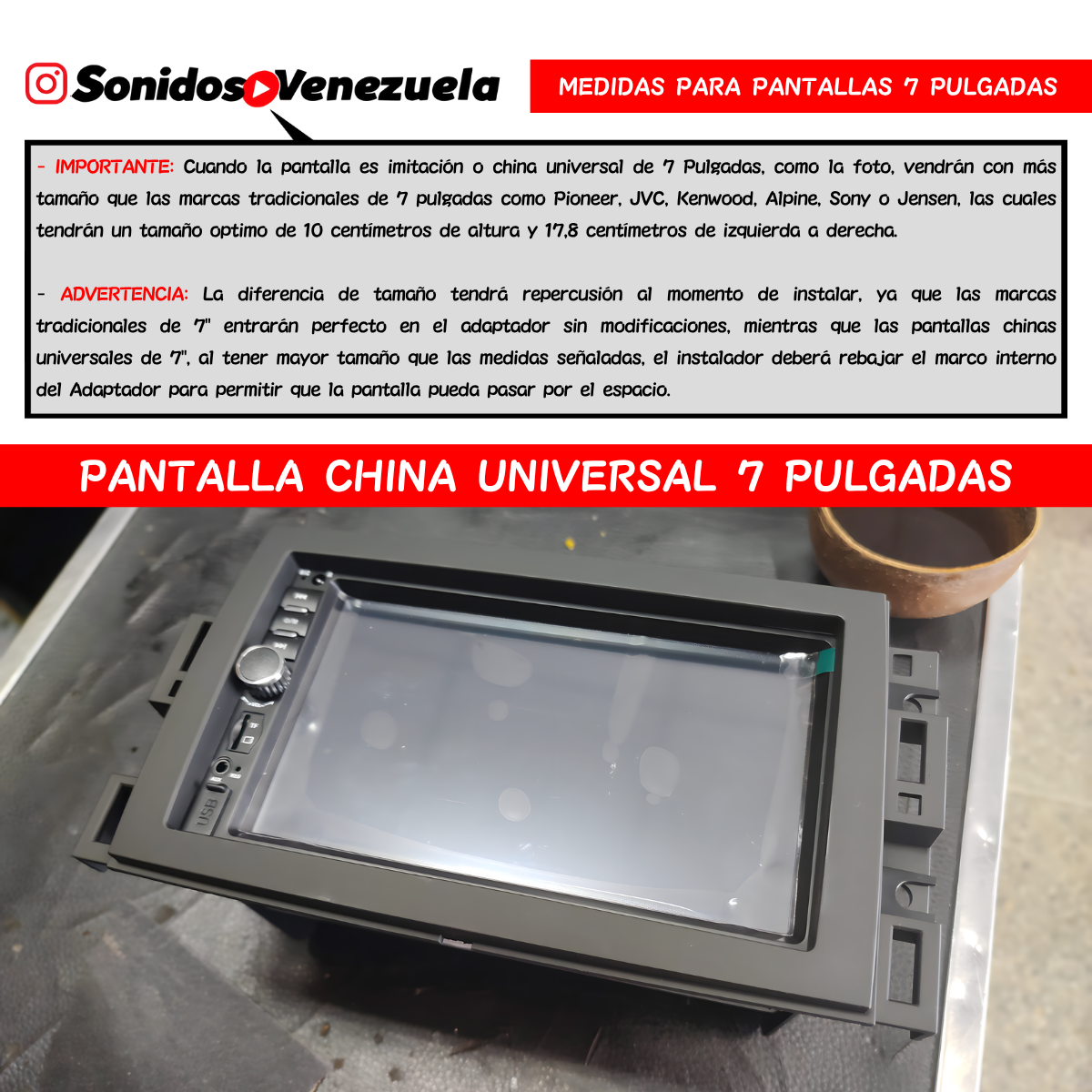 Adaptador 2 DIN Chevrolet con pantallas chinas universales 7 pulgadas