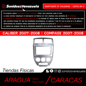 Adaptador 10" Pulgadas Para Dodge Caliber 2007-2008 y Jeep Compass 2007-2008