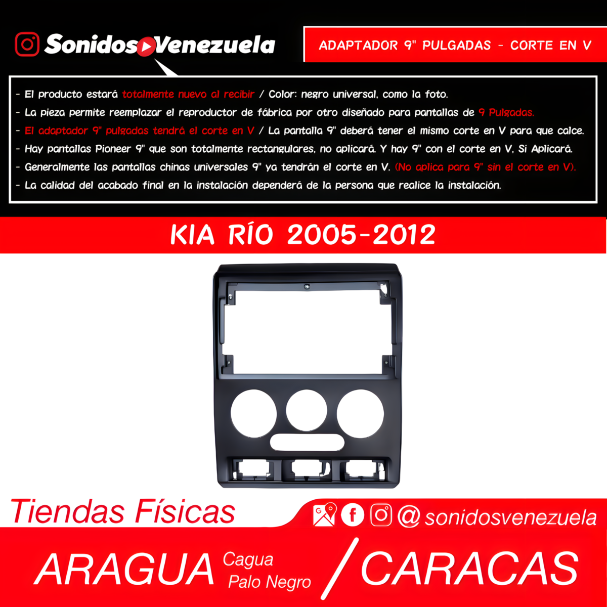 Adaptador de Reproductor 9" Pulgadas Para Kia Rio 2005-2012