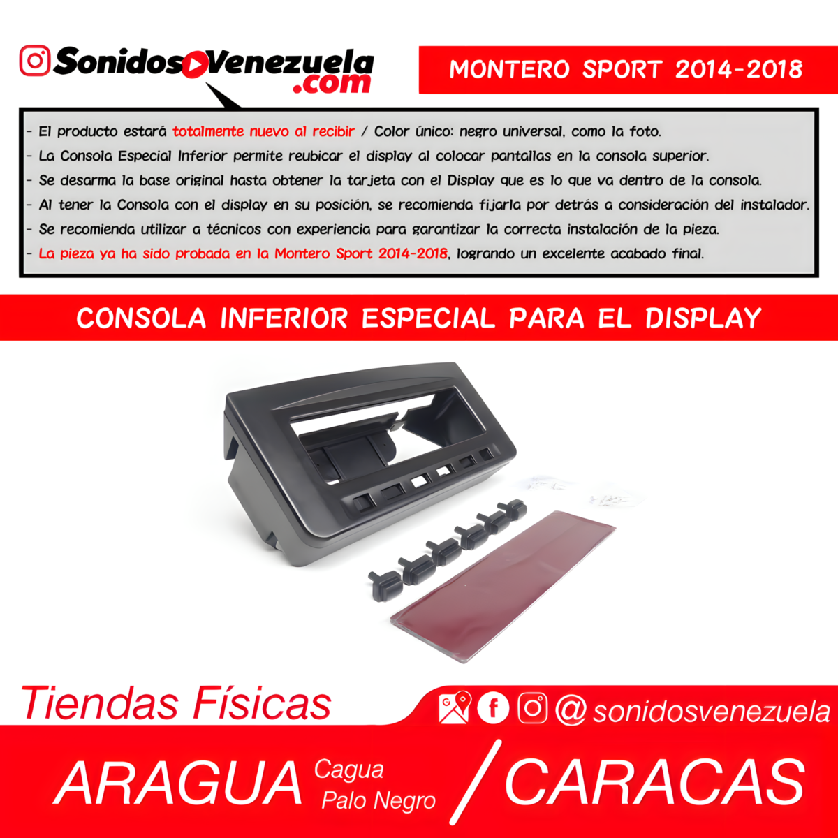Consola Inferior Especial de Display Para Mitsubishi Montero Sport 2014-2018