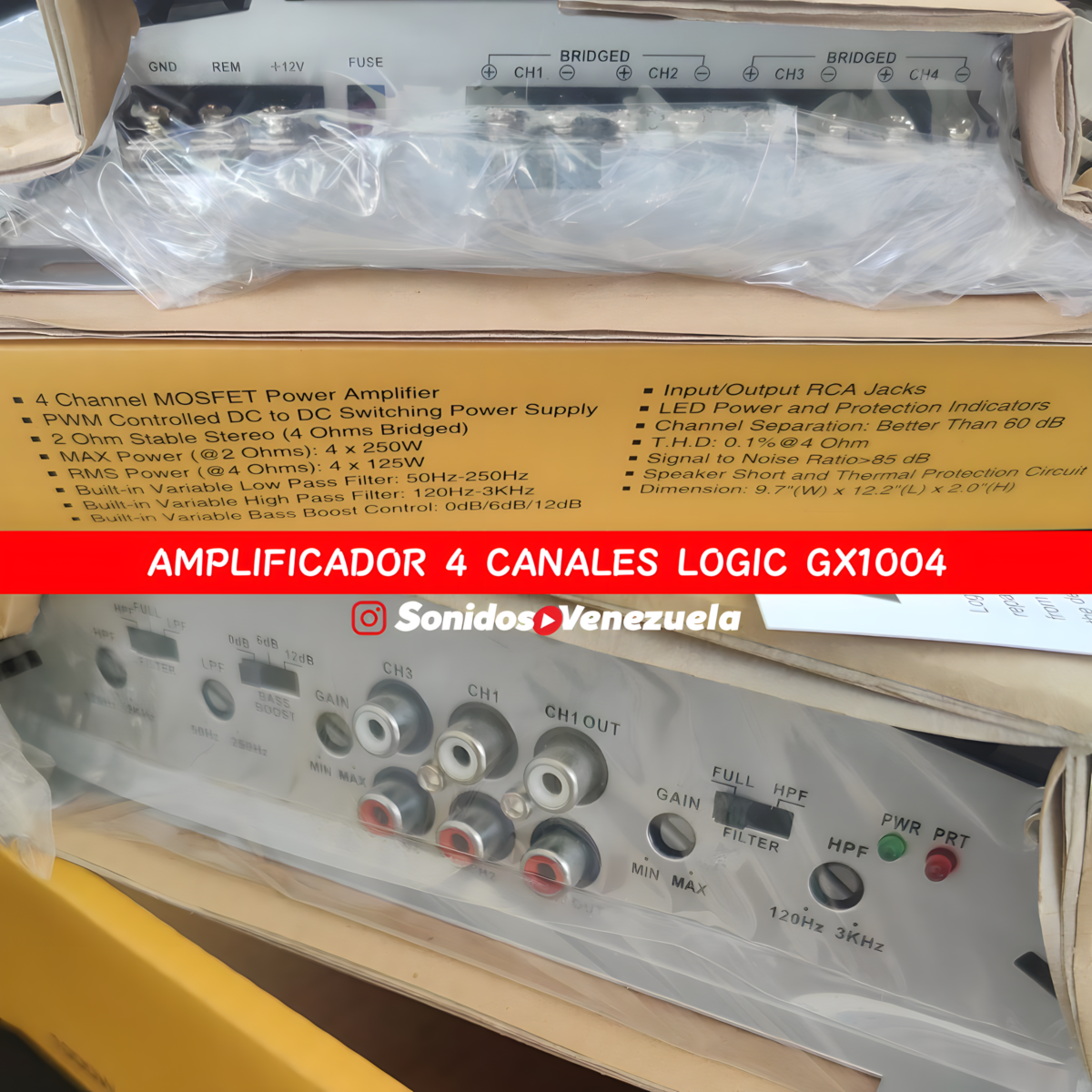 AMPLIFICADOR 4 CANALES LOGIC GX1004