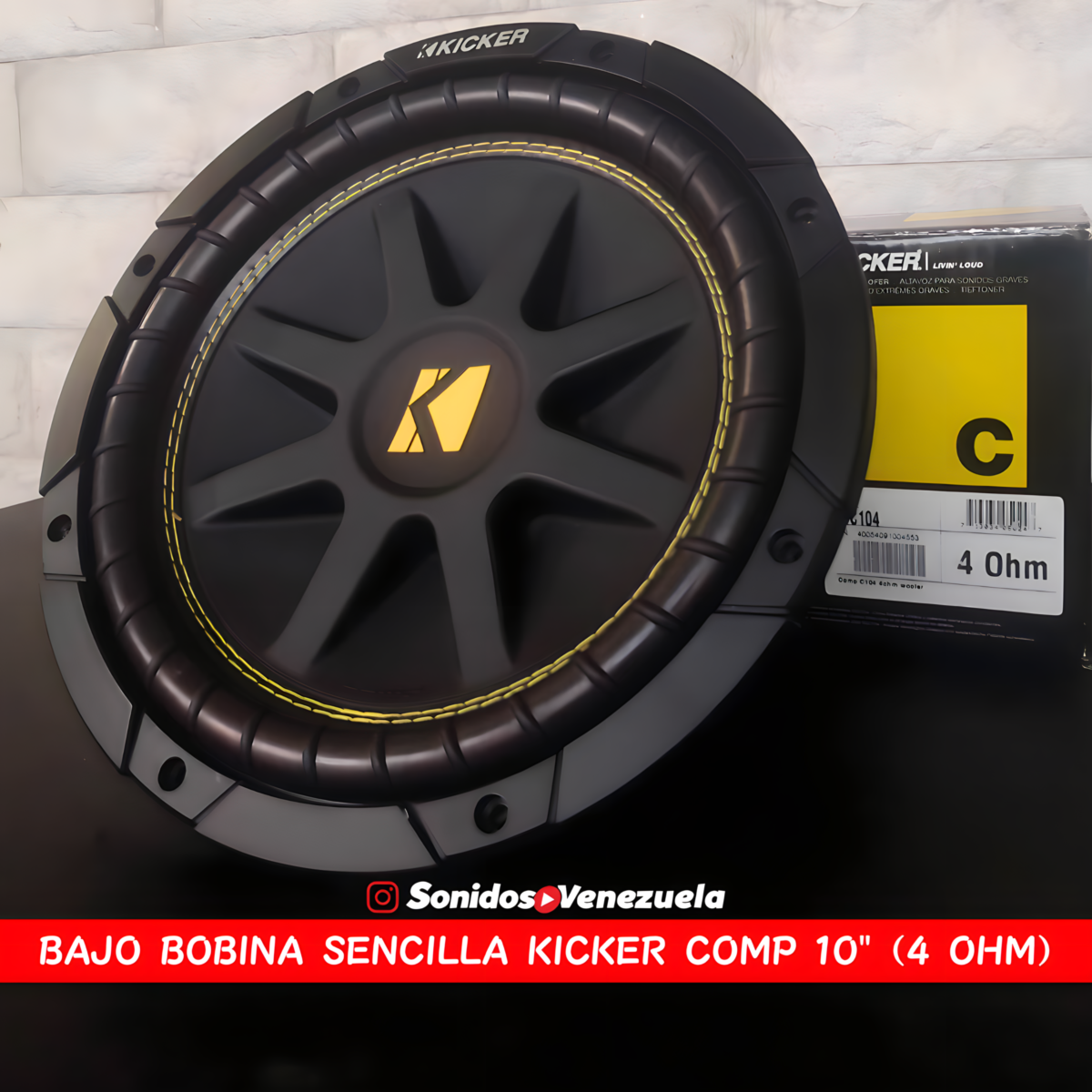 Bajo Bobina Sencilla Kicker COMP 10" de 150 RMS / 4 OHM
