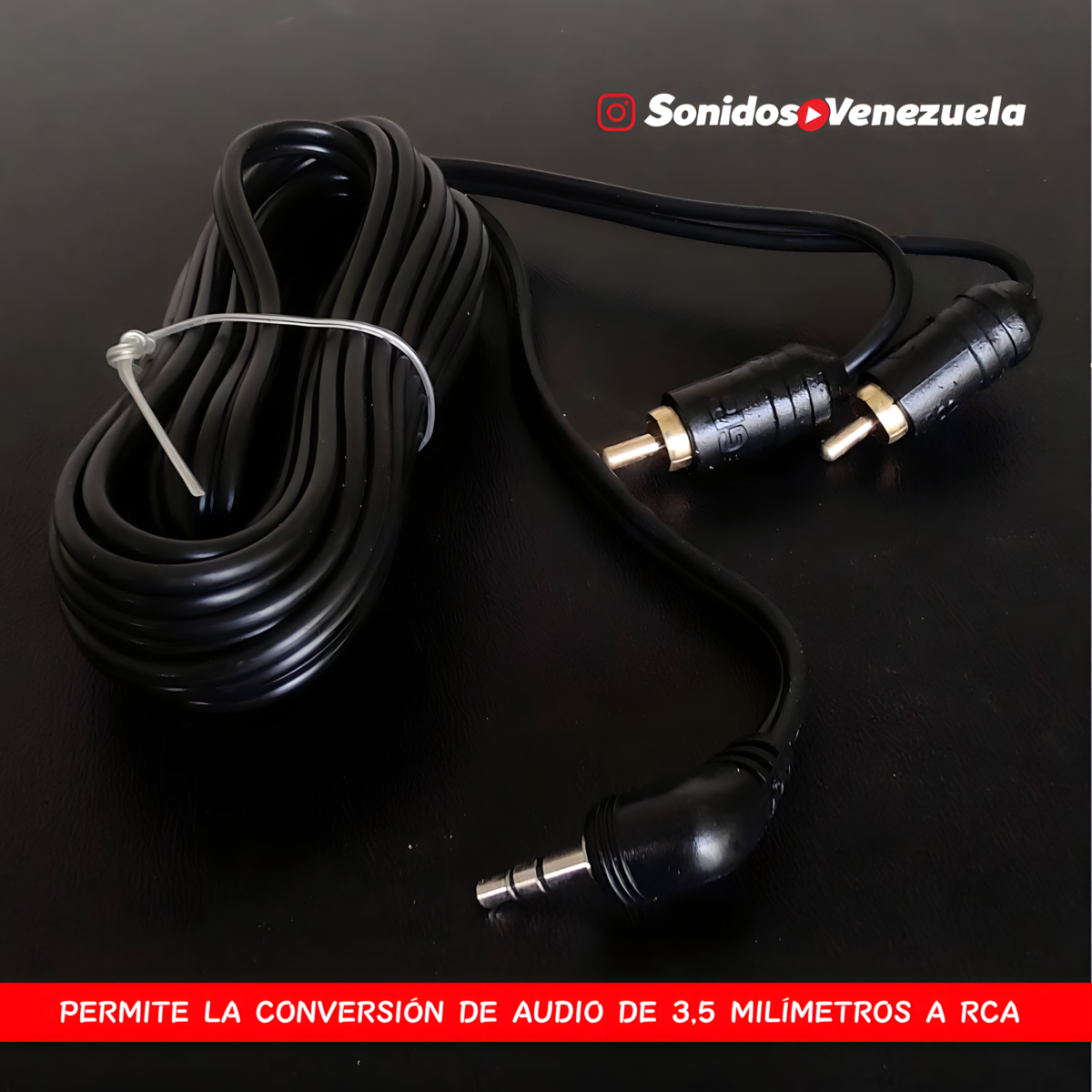 CABLE AUXILIAR GP DE 3,5 MILĂMETROS A RCA (3,5 METROS)