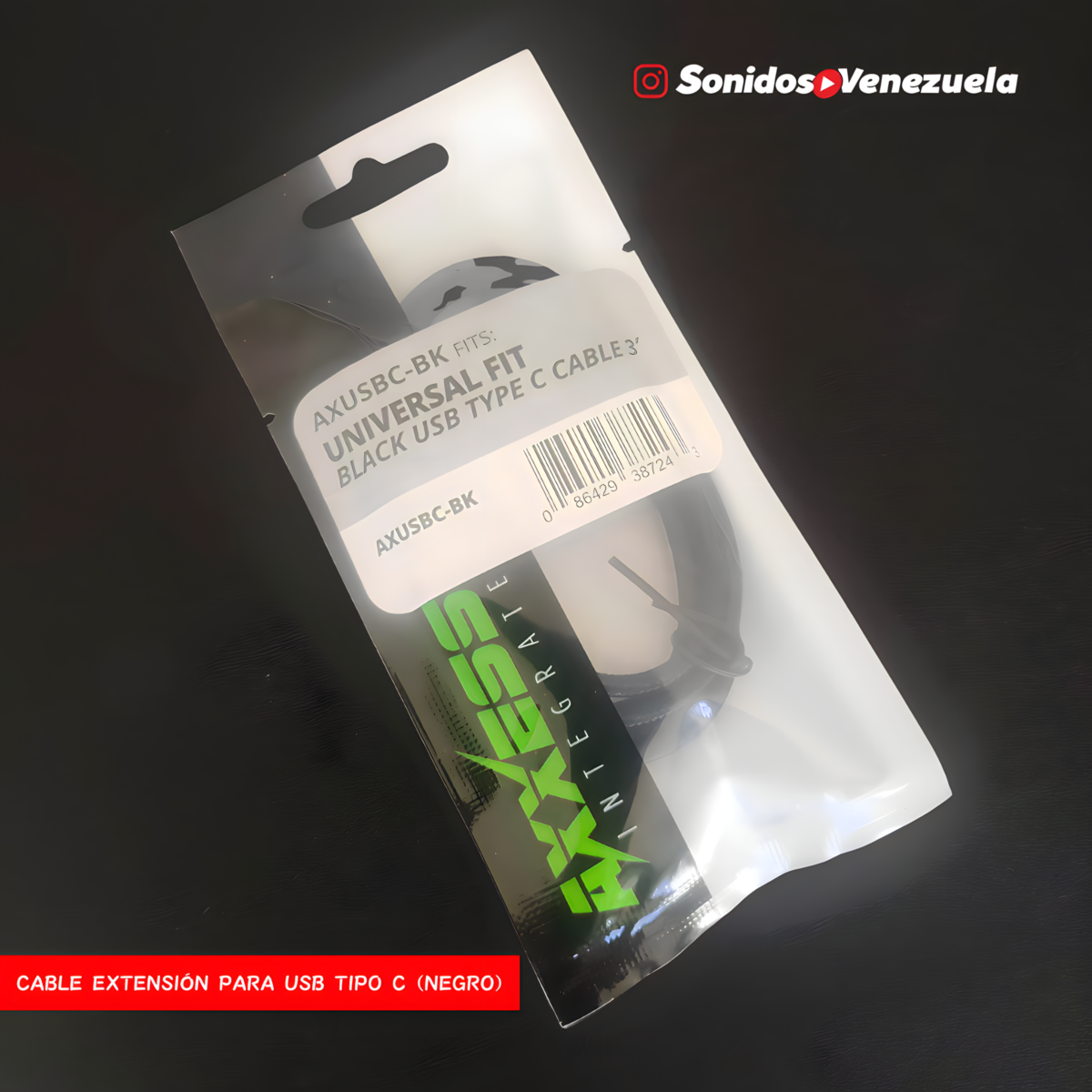 Cable ExtensiĂłn USB Para Salida Tipo C (Negro)