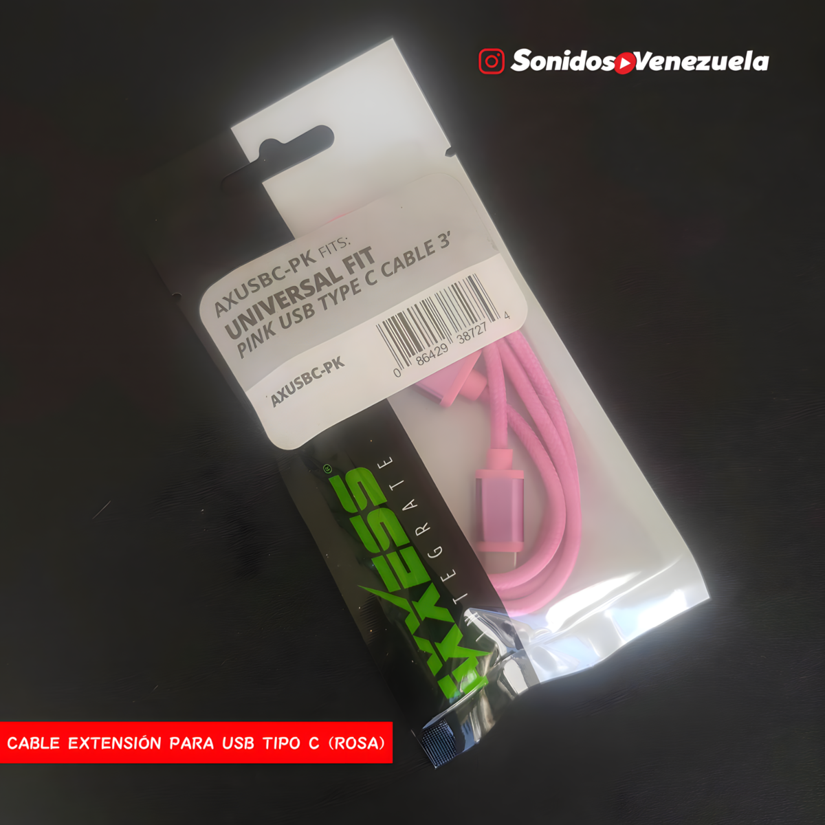 Cable ExtensiĂłn USB Para Salida Tipo C (Rosado)