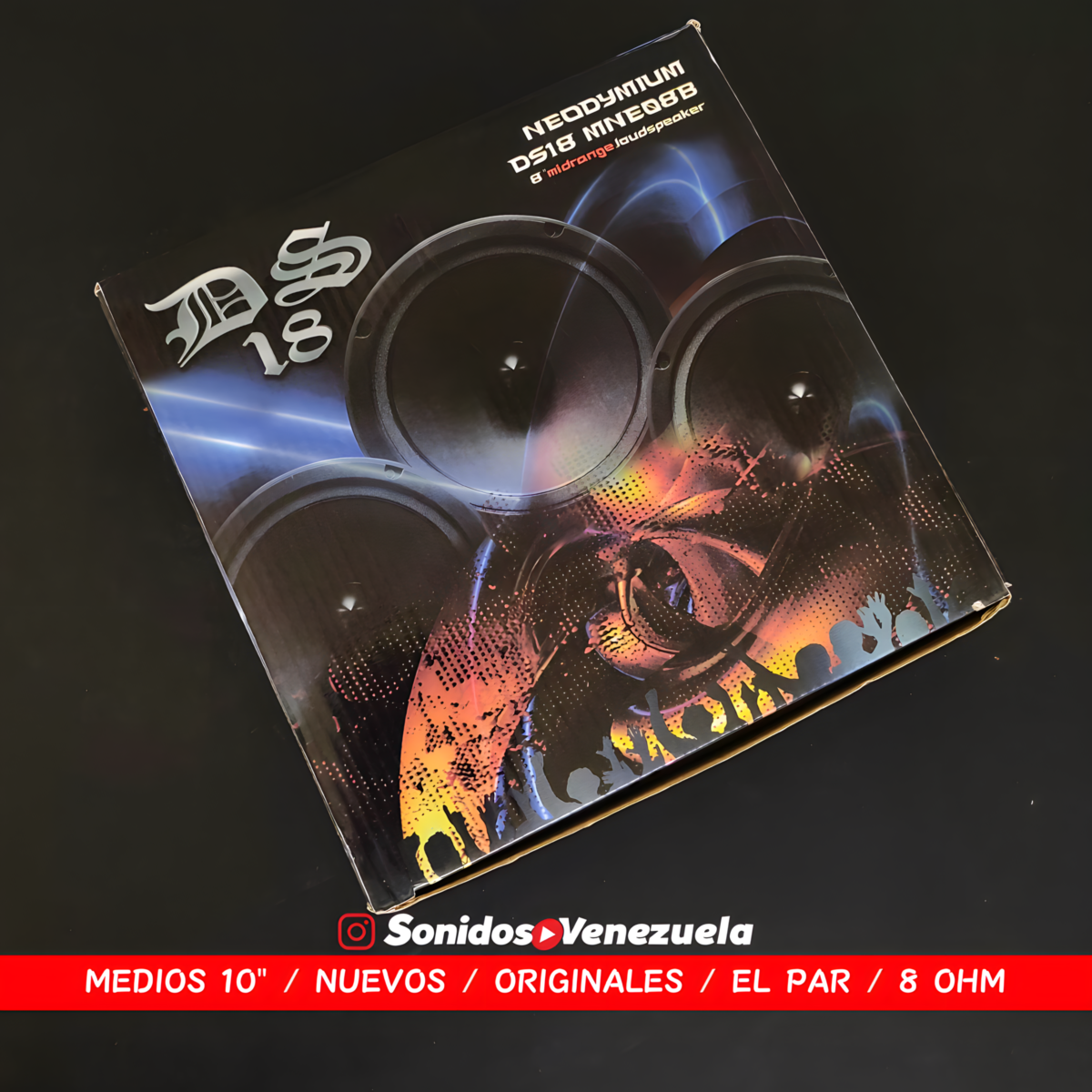 Medios 8âł DS18 MNE08B de Neodymium 300 Watts (8 OHM)