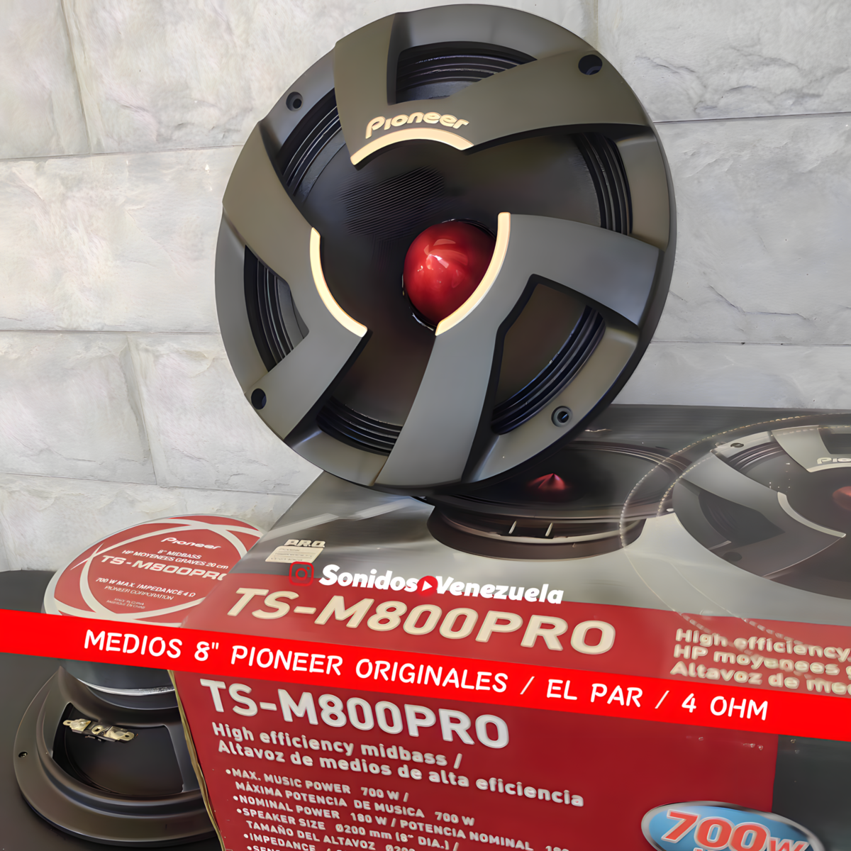 MEDIOS 8 PULGADAS PIONEER TS-M800PRO DE 700 WATTS 4 OHM
