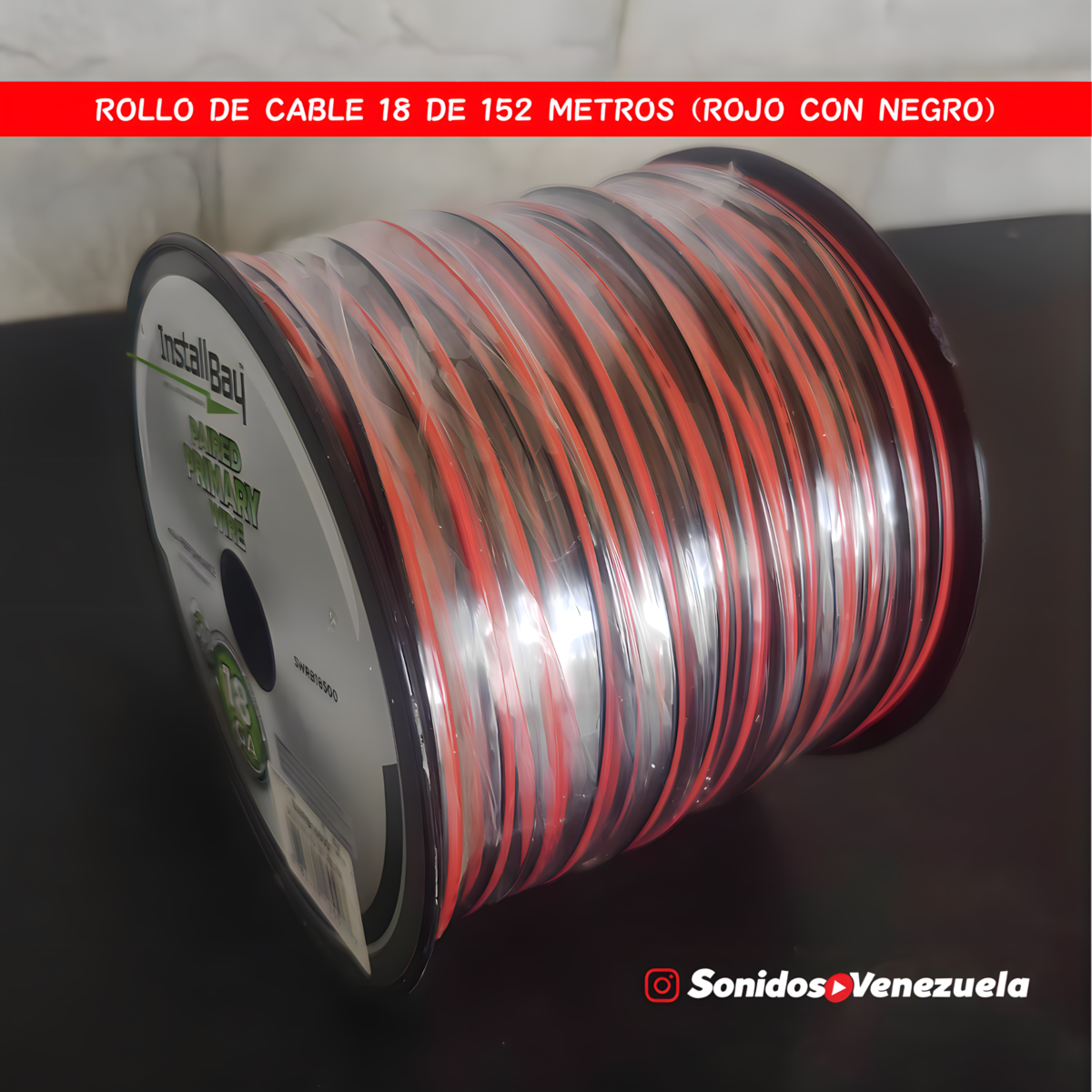 Rollo de Cable 18 de 152 Metros (Rojo con Negro)