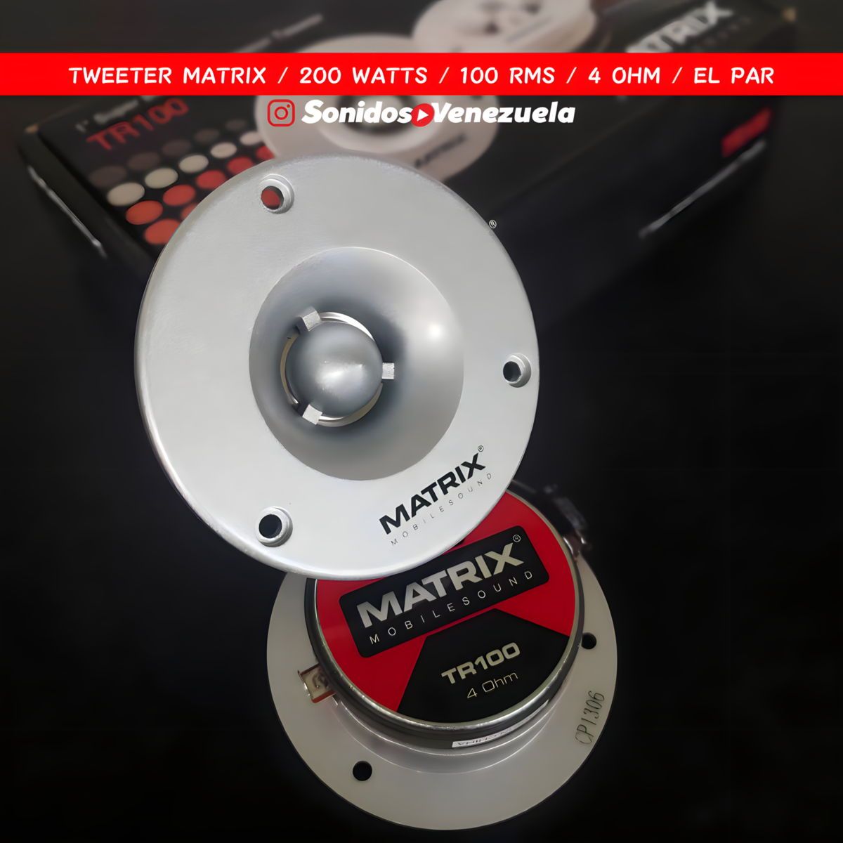 TWEETER MATRIX TR100 DE 200 WATTS Y 100 RMS A 4 OHM (EL PAR)