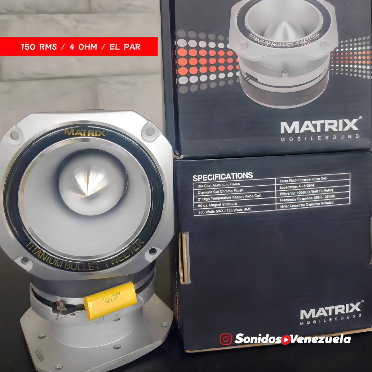 TWEETER MATRIX TR300 2 DE 300 WATTS : 150 RMS : 4 OHM : POR PAR