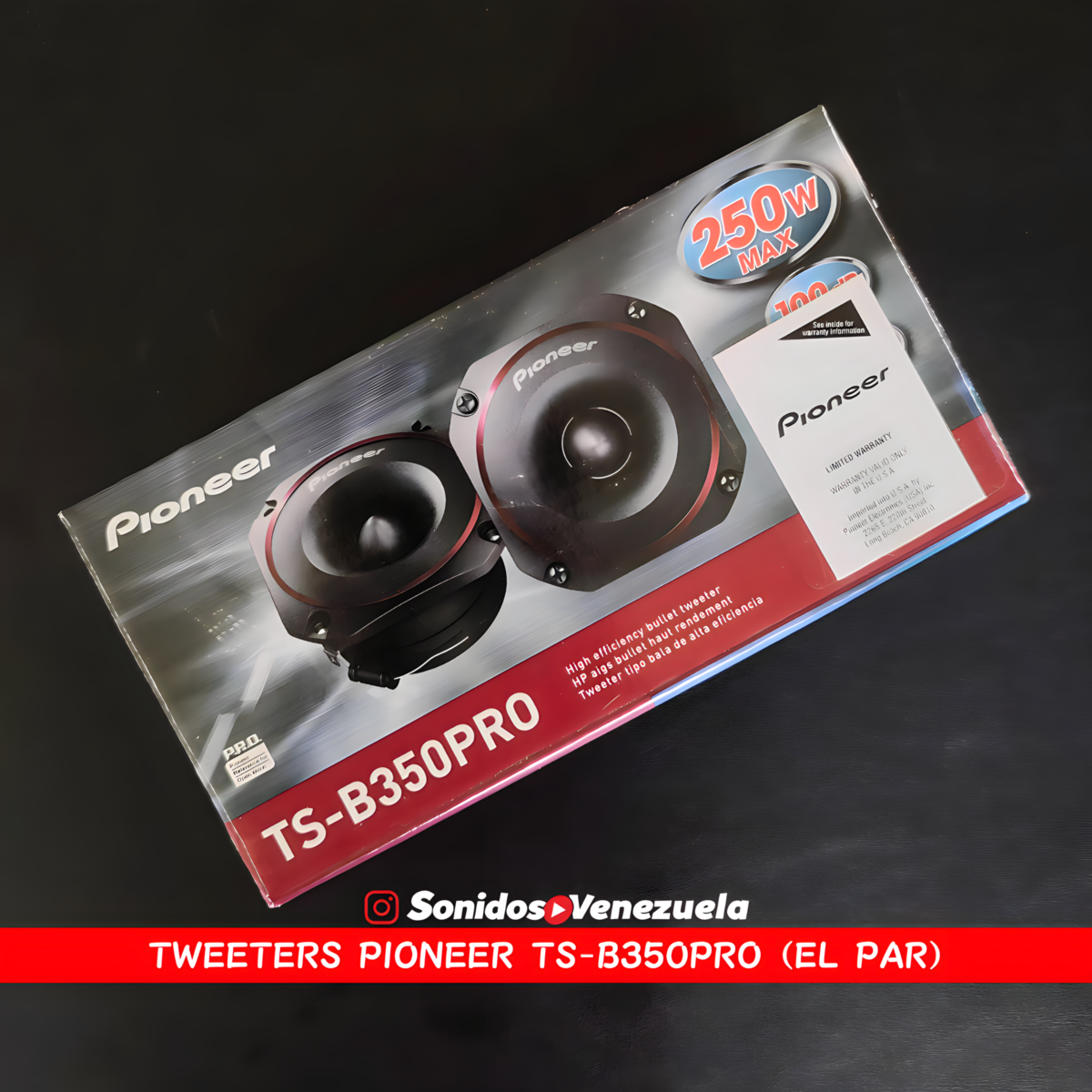 Tweeter Pioneer TS-B350PRO / 250 Watts / 100 RMS / 4 OHM