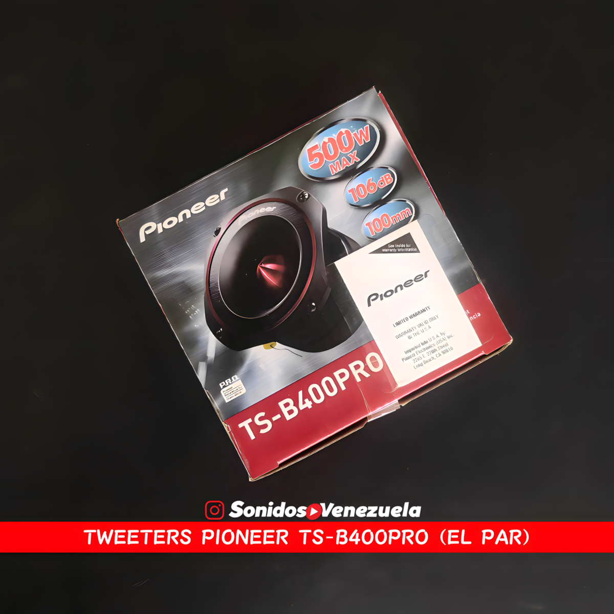Tweeter Pioneer TS-B400PRO / 500 Watts / 200 RMS / 4 OHM