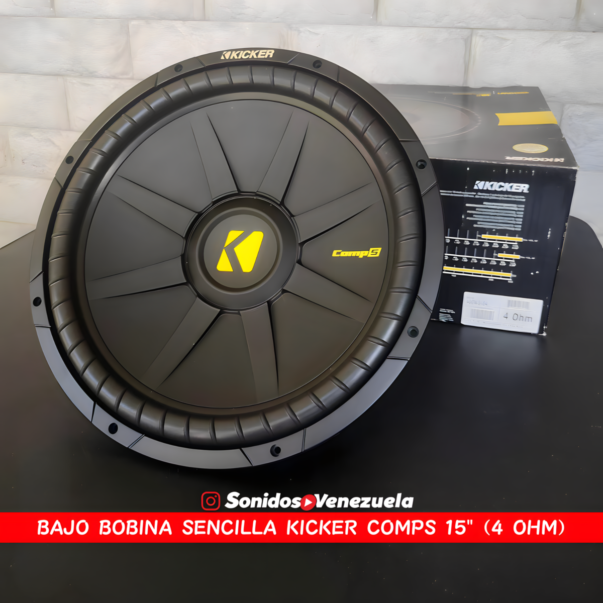 Bajo Bobina Sencilla Kicker COMPS 15″ de 600 RMS / 4 OHM