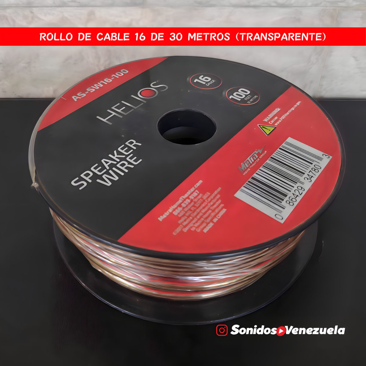 Rollo de Cable 16 Helios de 30 Metros (Transparente)