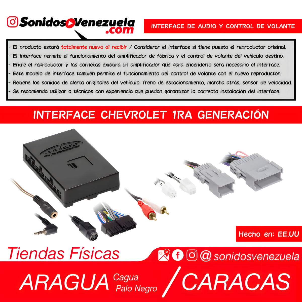 Interface de Audio y Control de Volante Axxess para Chevrolet (1ra GeneraciĂłn)