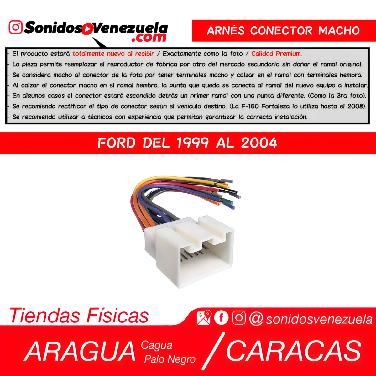 Arnés Conector Macho Para Ford 1999-2004