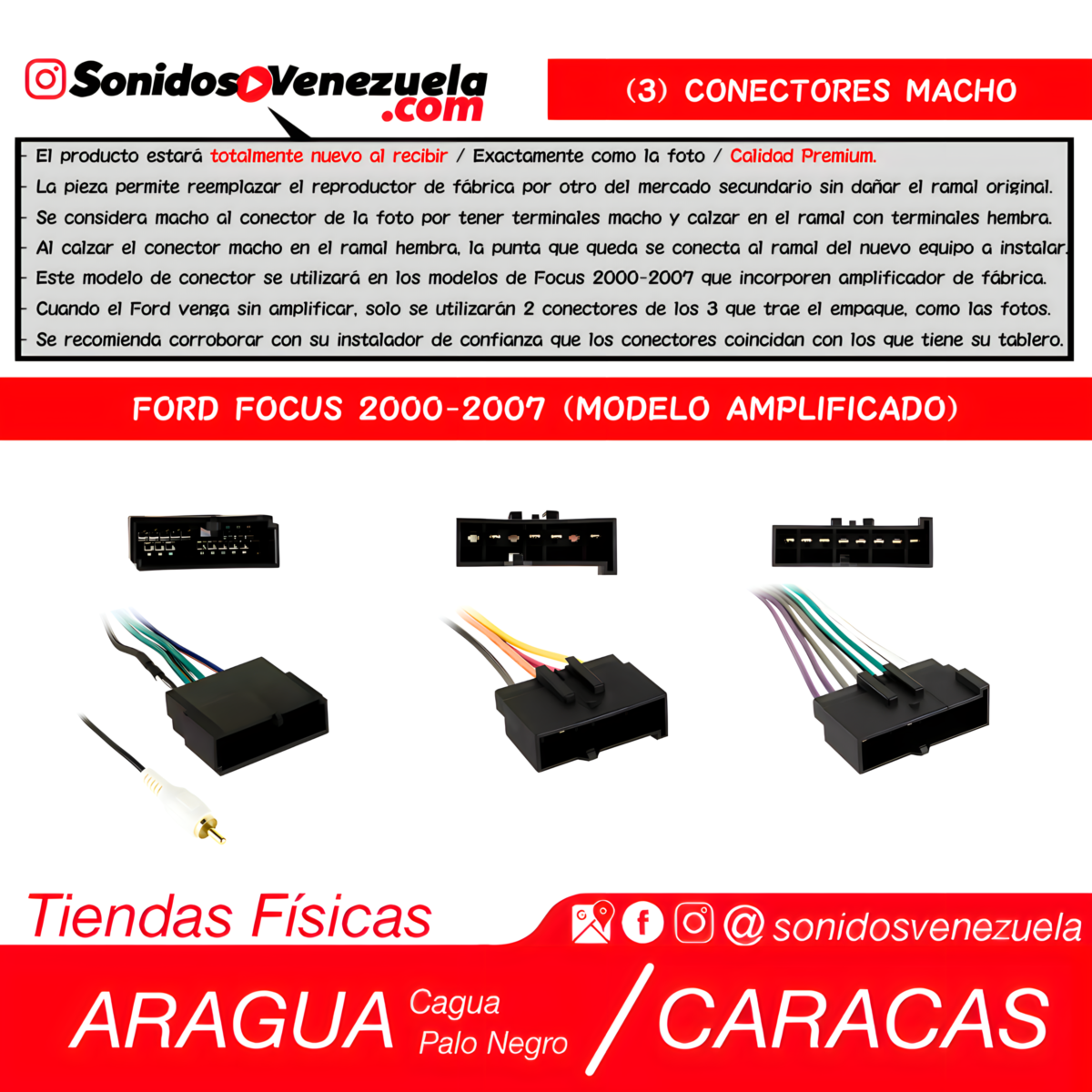 Arnes Conector Macho Para Ford Focus 2000-2007 (Amplificado)