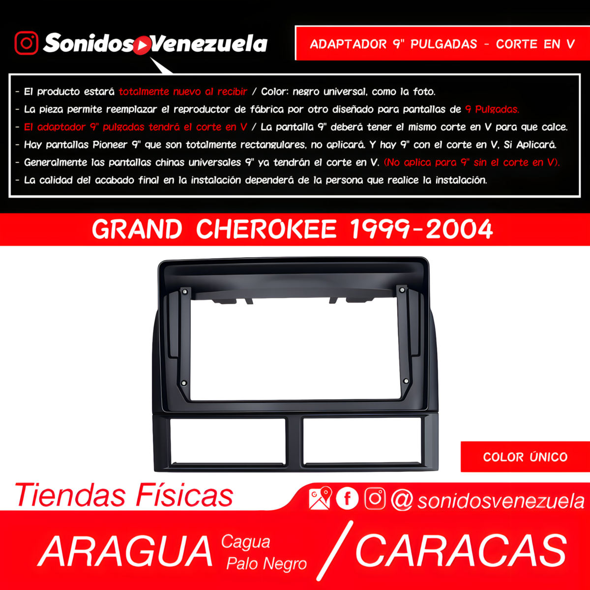 Adaptador 9 Pulgadas Para Grand Cherokee 1999-2004