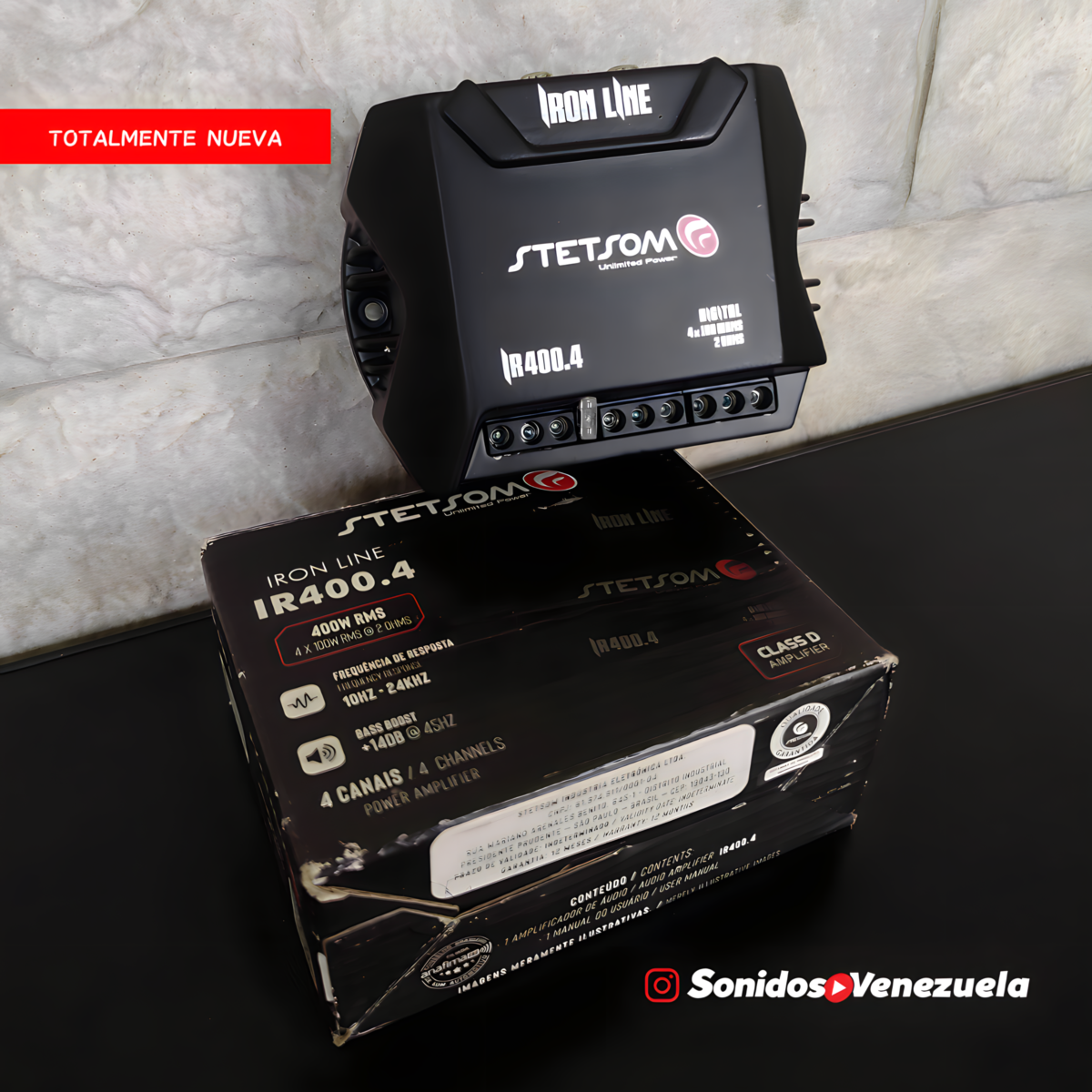AMPLIFICADOR STETSOM 4 CANALES 400.4 (NUEVA Y ORIGINAL)