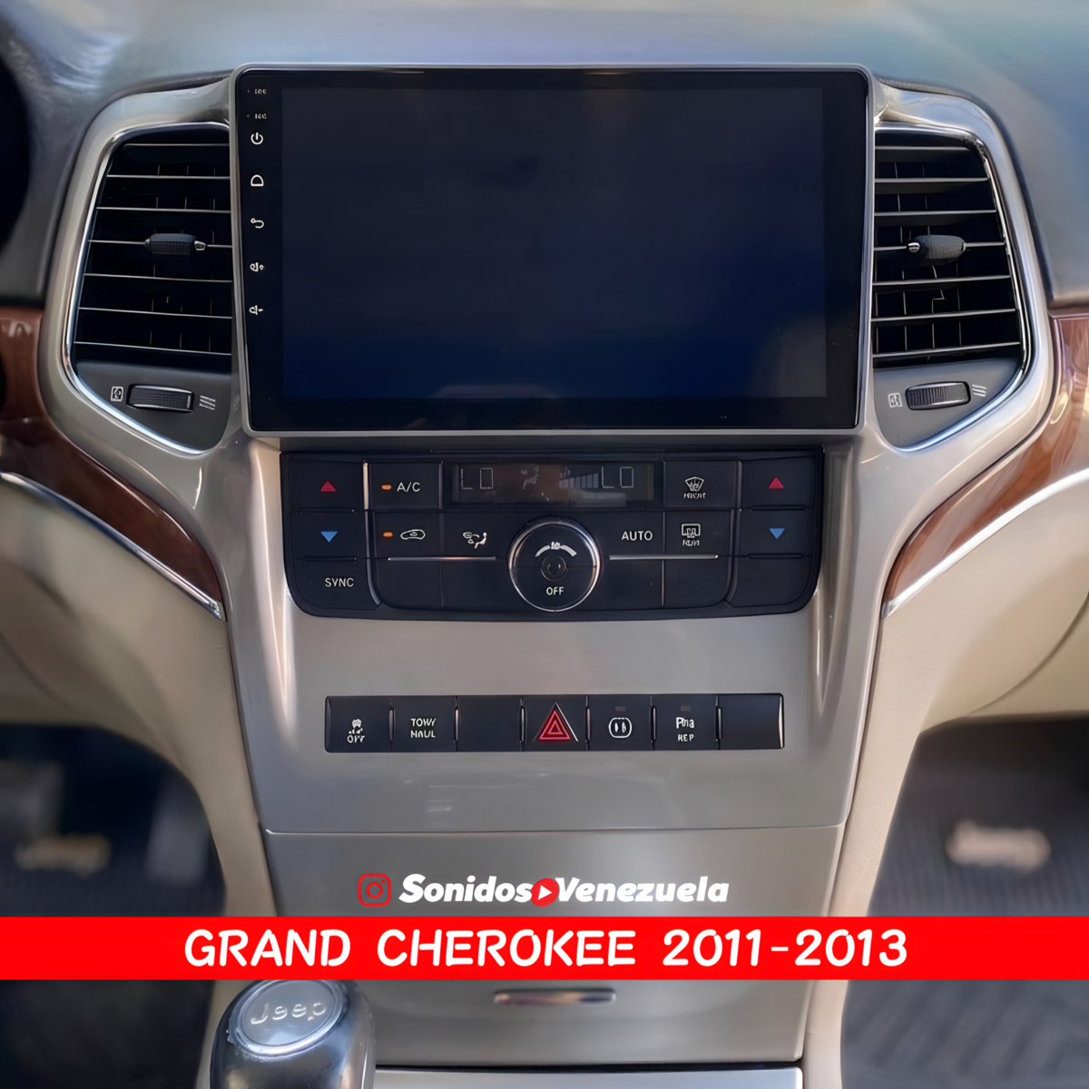 JEEP GRAND CHEROKEE 2011-2013 CON PANTALLA 9 PULGADAS (CORTE EN V)
