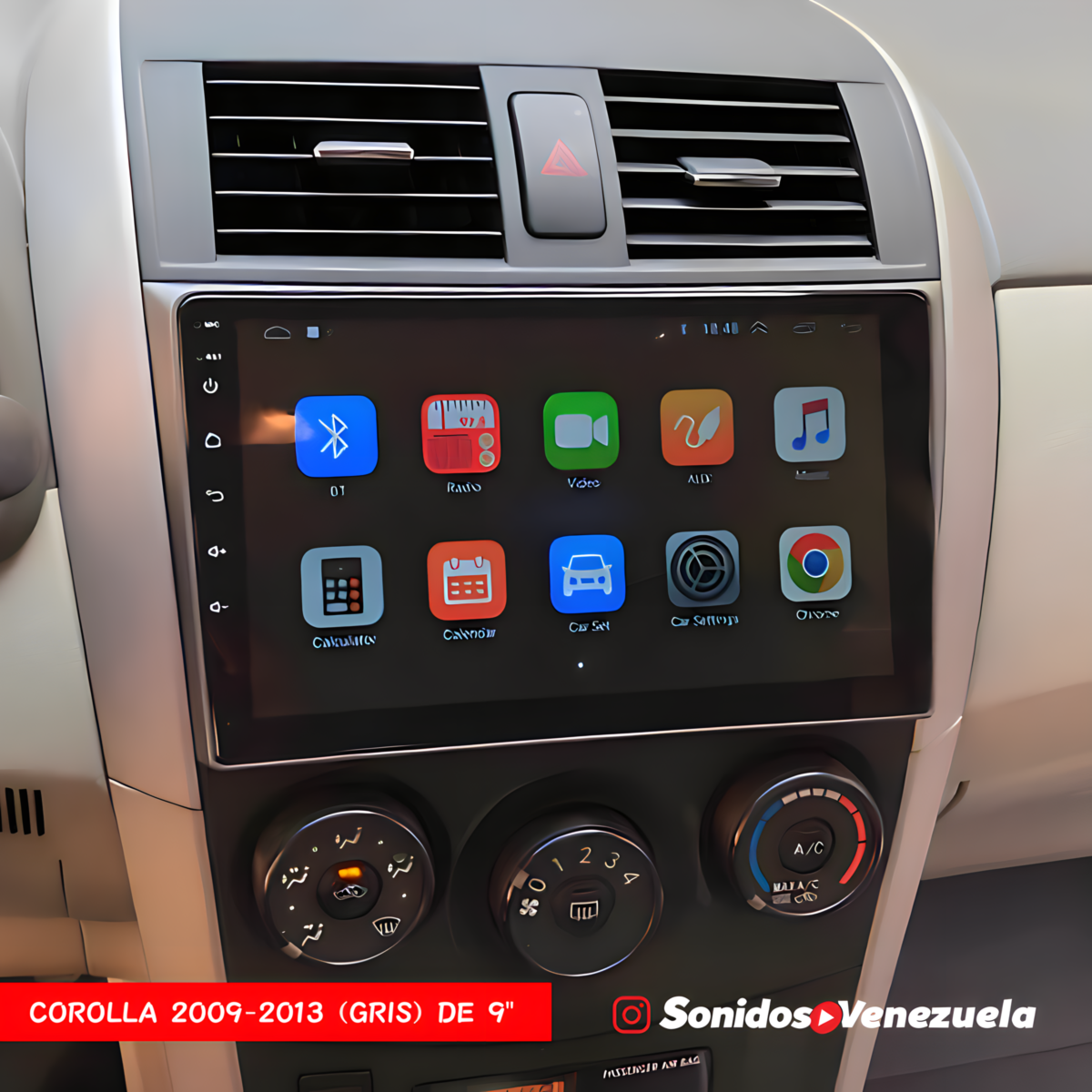 PANTALLA 9 PULGADAS EN TOYOTA COROLLA 2009-2013 (COLOR GRIS)