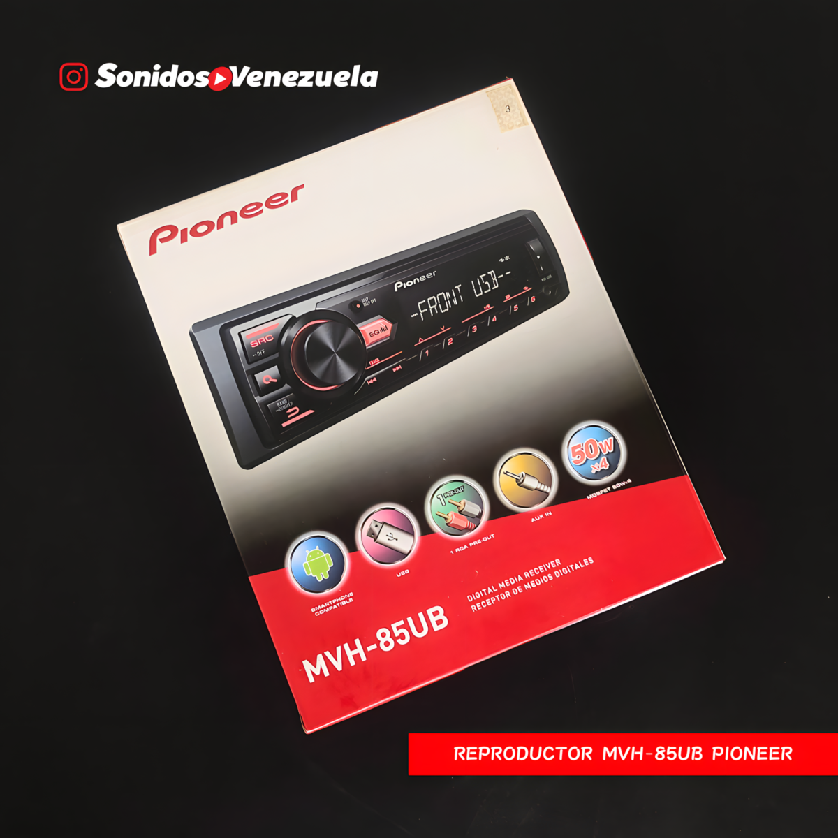 Reproductor 1 DIN Pioneer MVH-85UB Gama Media Con USB, Auxiliar 3.5mm y Radio