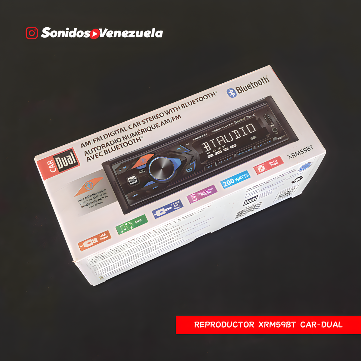 Reproductor 1 DIN Car-Dual XRM59BT Gama Media Con Bluetooth, USB, Auxiliar 3.5mm, Radio