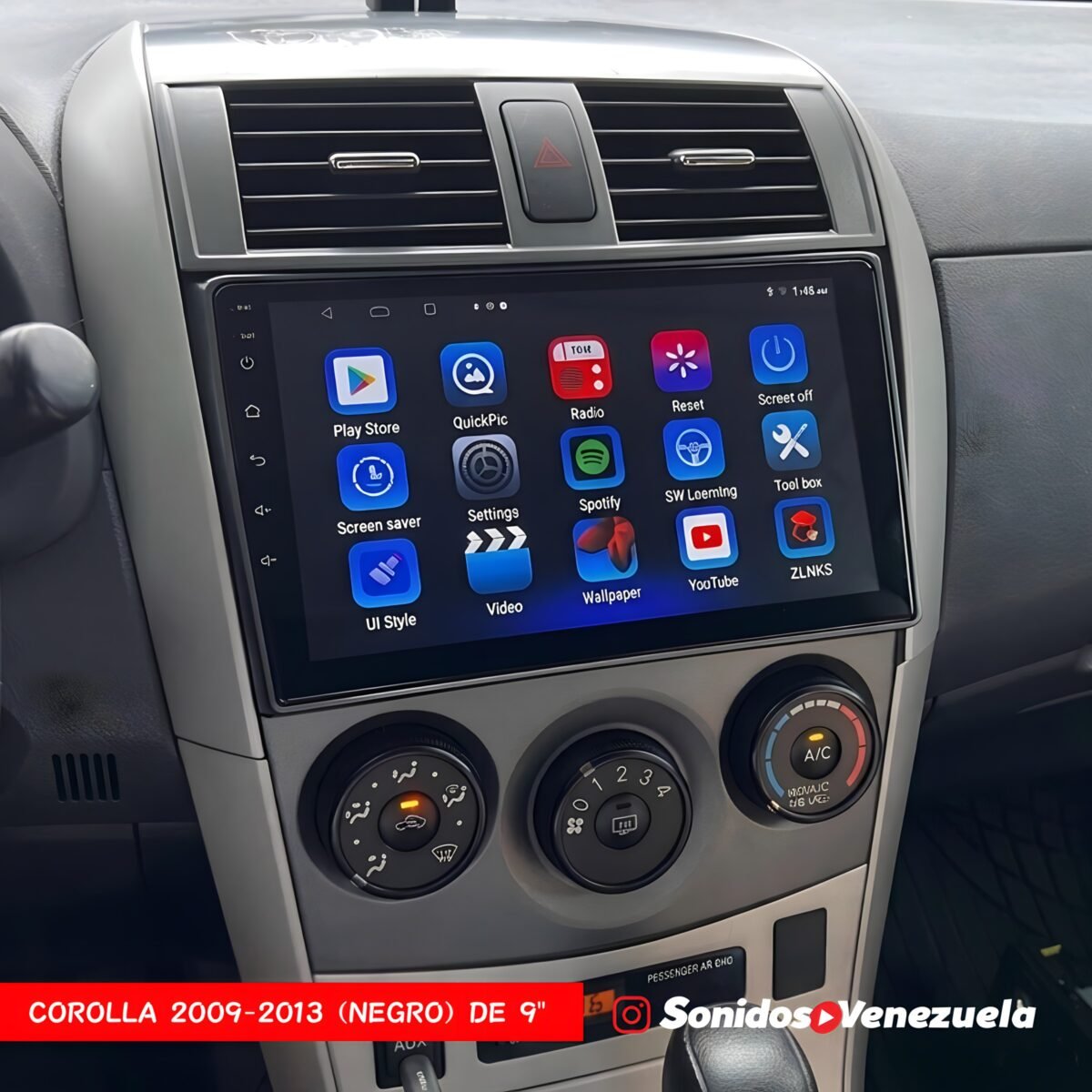 TOYOTA COROLLA 2009-2013 CON PANTALLA 9 PULGADAS (NEGRO)