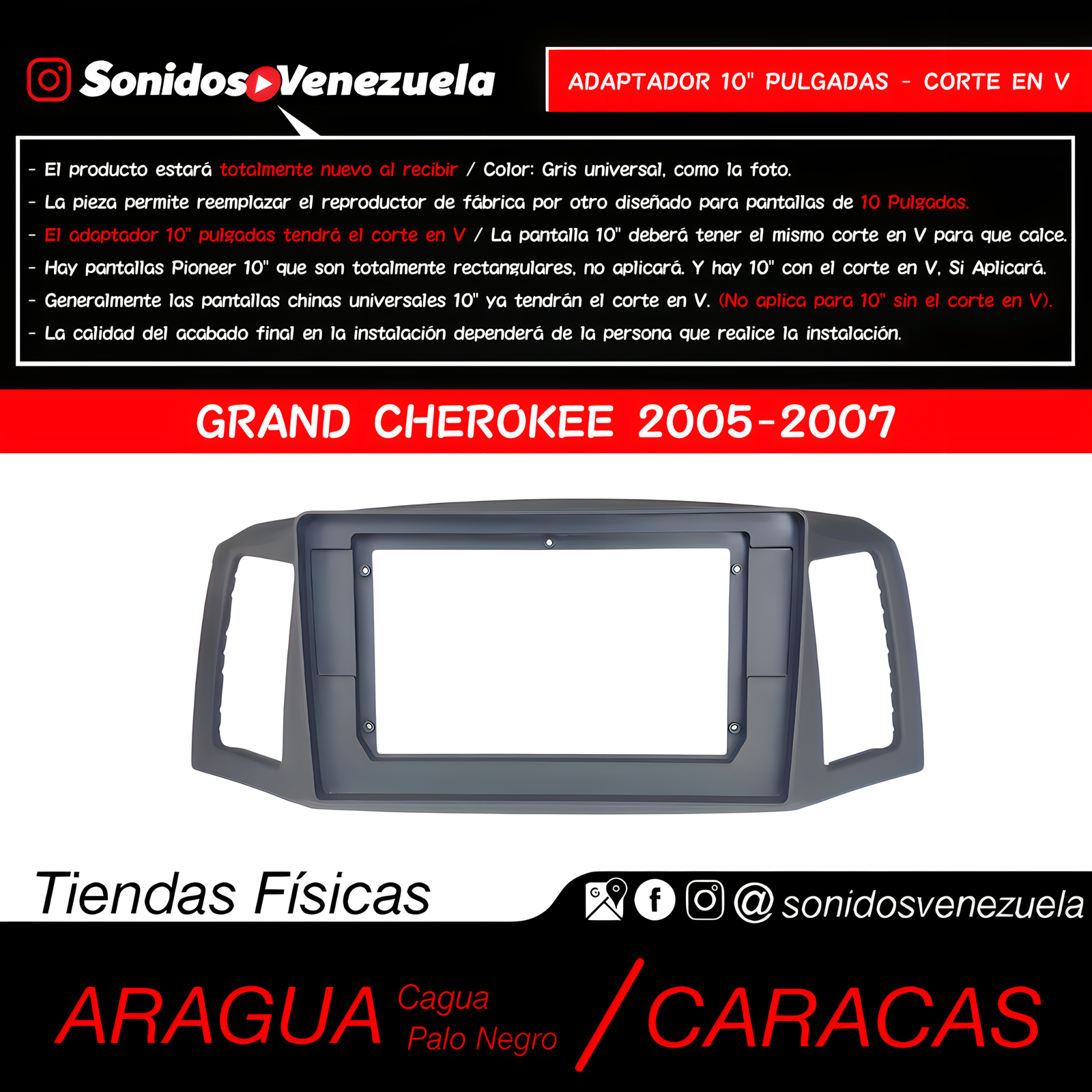 Adaptador 9 Pulgadas Para Jeep Grand Cherokee 2005-2007