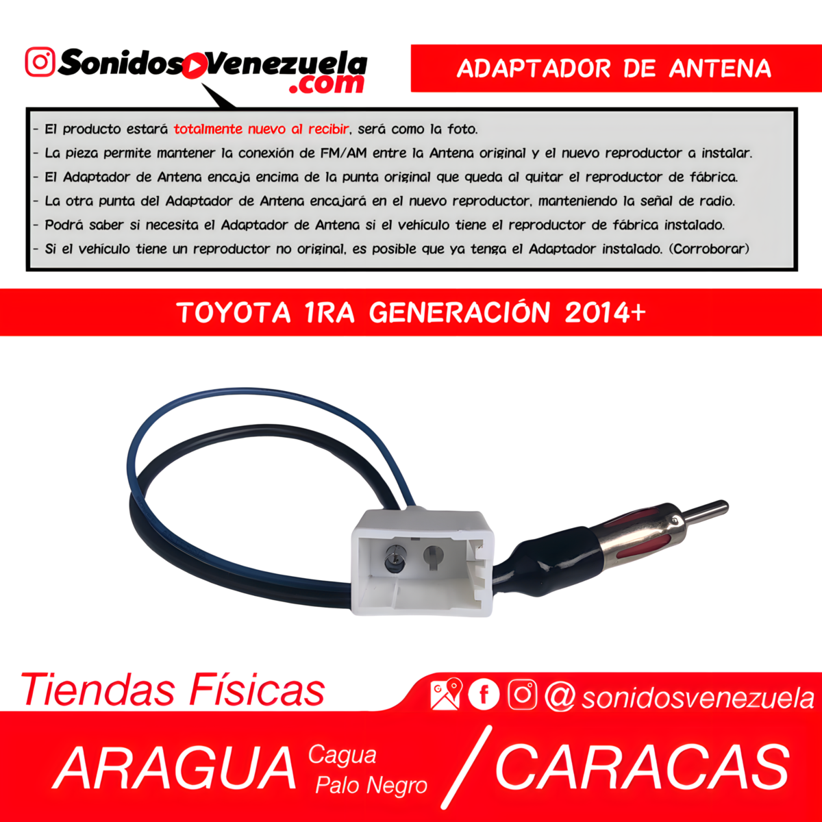 Adaptador de Antena Para Toyota 2014+