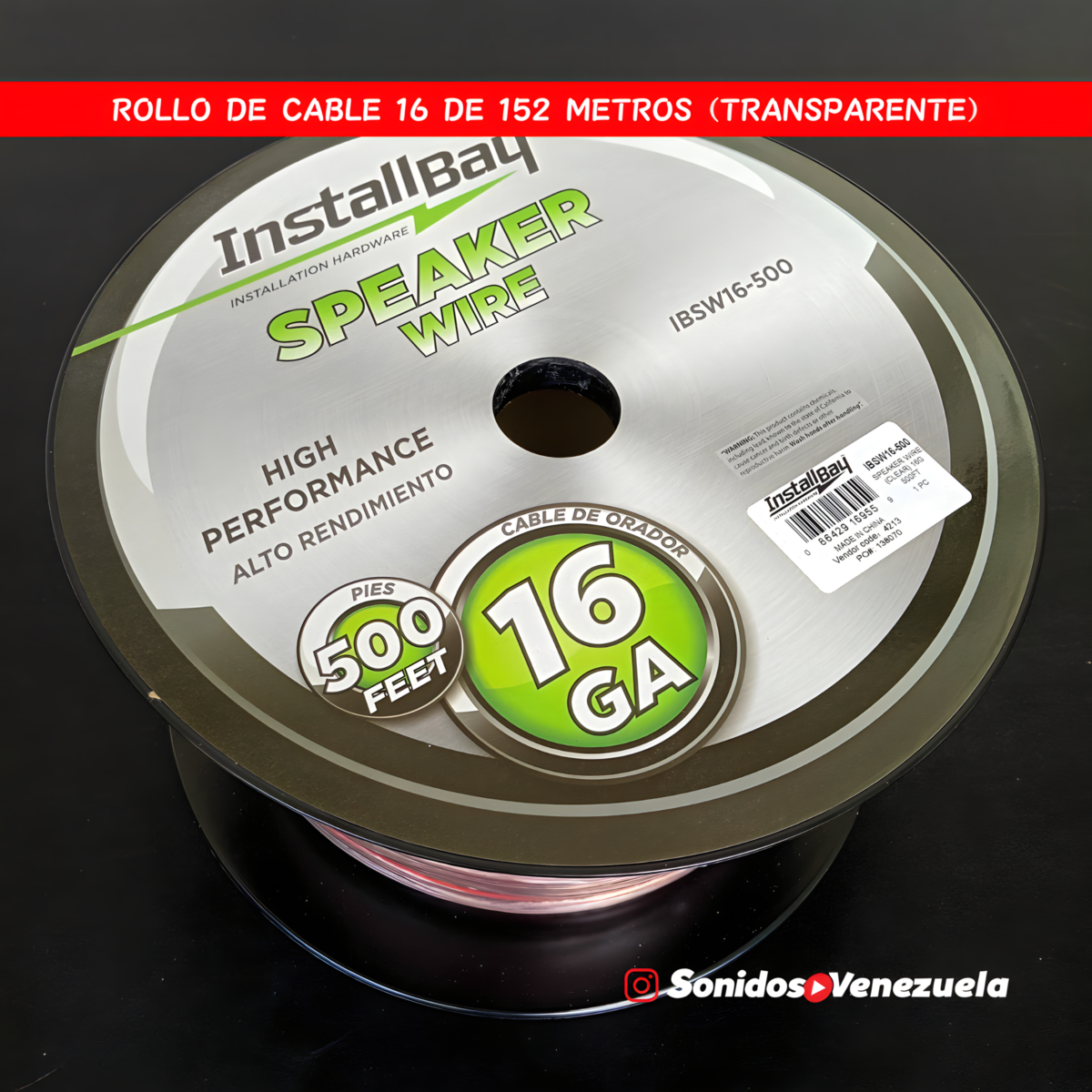 Rollo de Cable InstallBay IBSW16-500 de 152 Metros (Transparente)