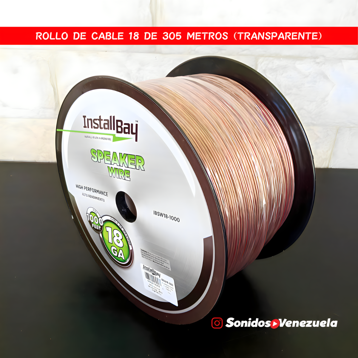 Rollo de Cable InstallBay IBSW18-1000 de 305 Metros (Transparente)